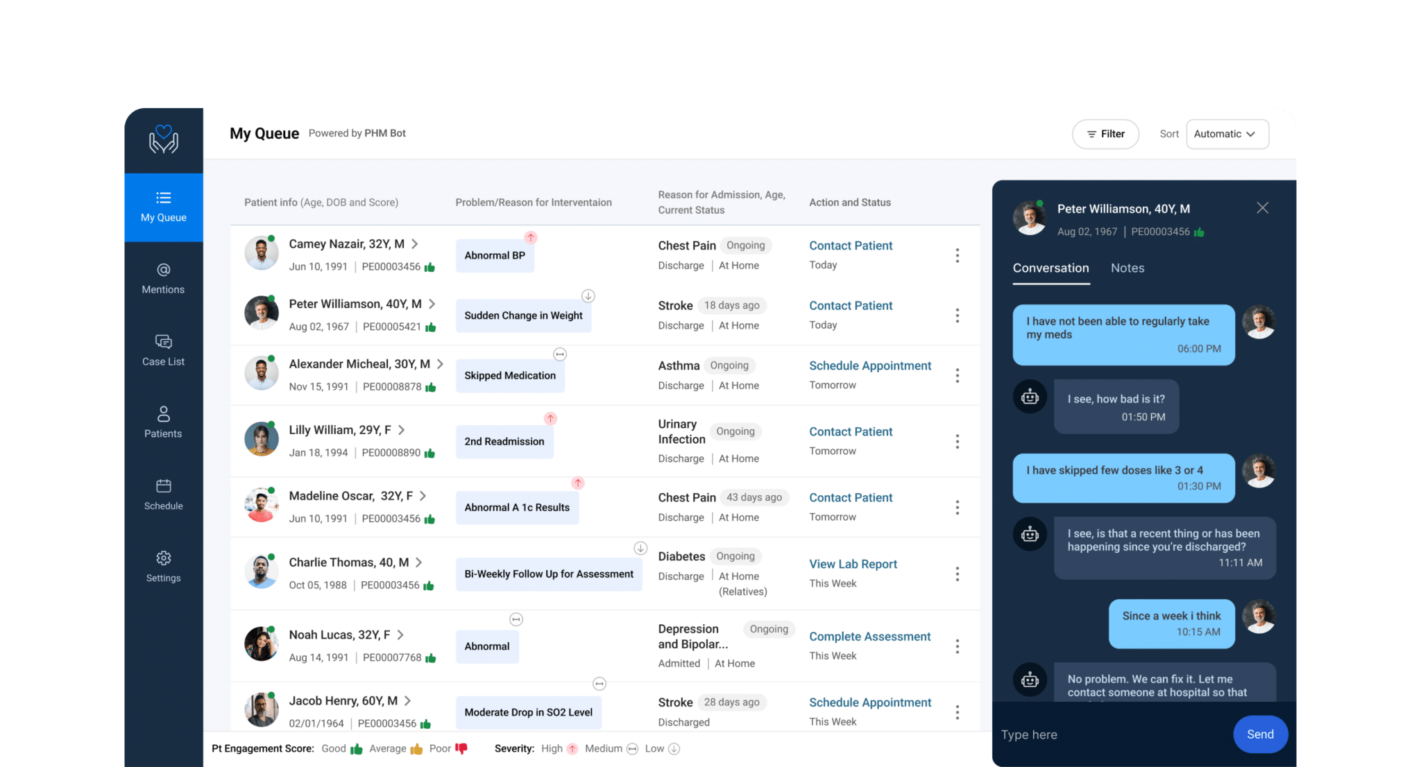 UI depicting the redesign of the post-discharge care platform