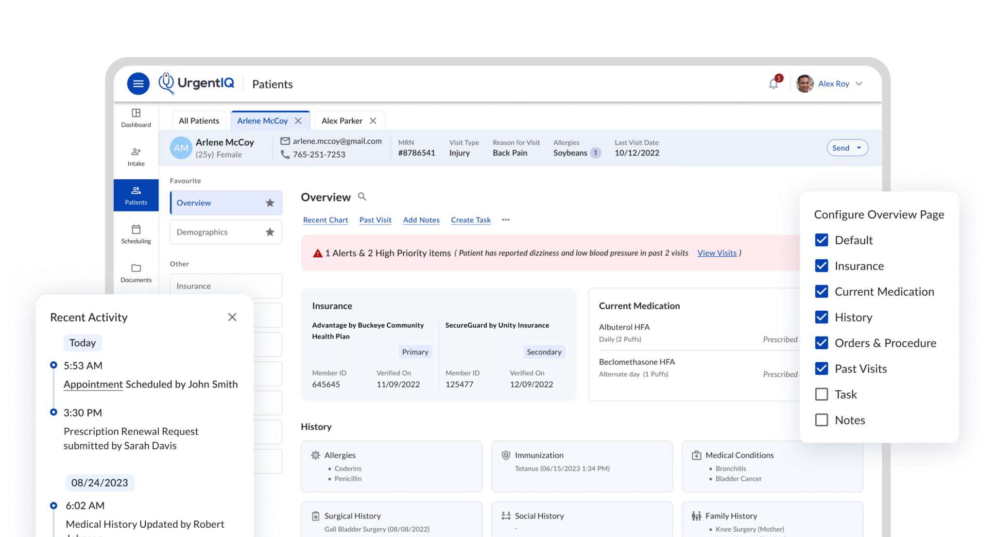 Overview of UrgentIQ’s newly designed EMR